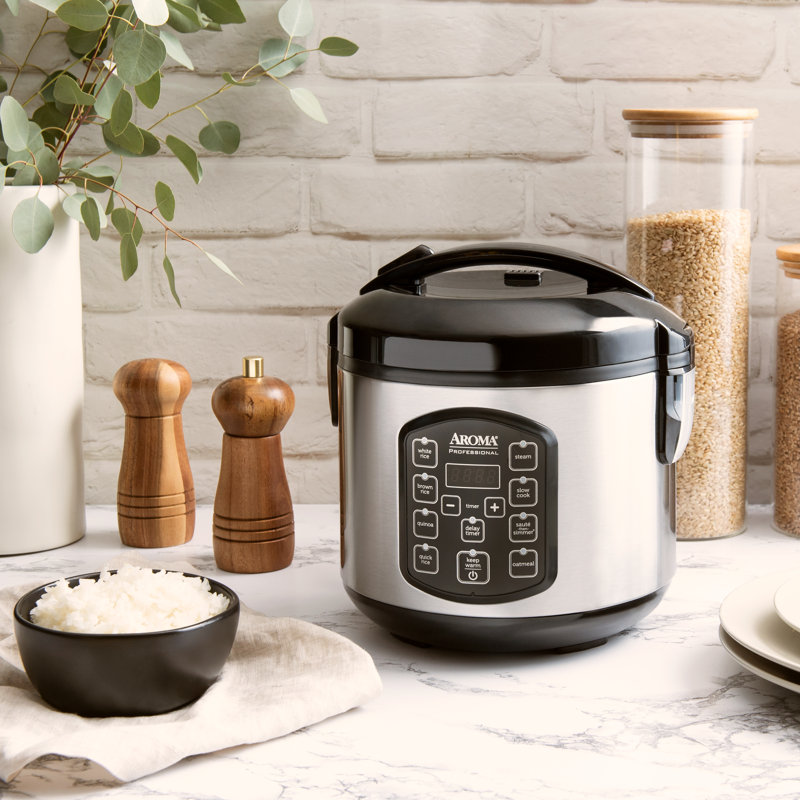 Aroma AROMA Professional Digital Rice Cooker Multicooker 4 Cup Uncooked 8 Cup Cooked Steamer Slow Cooker 2 Qt Stainless Steel Exterior Reviews Wayfair Canada